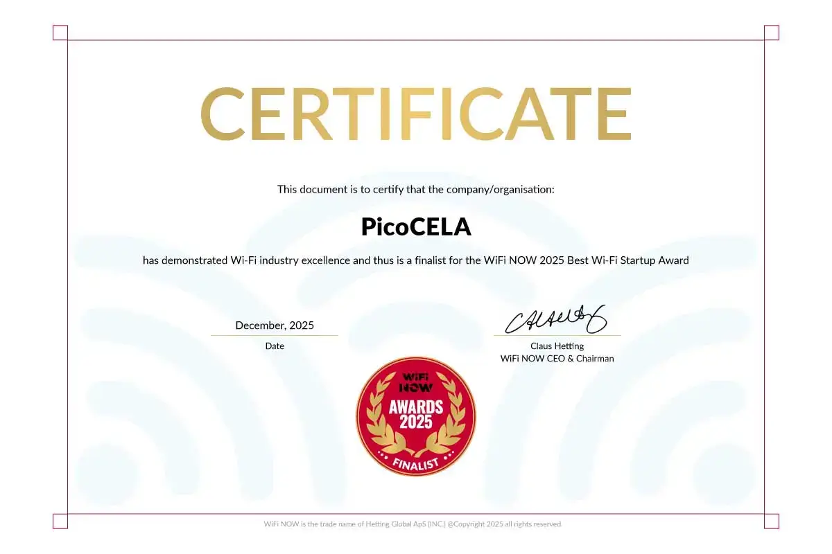 PicoCELA、世界最高峰のWi-Fiアワード「WiFi NOW Awards 2025」にて「Best Wi-Fi Startup Award」のファイナリストに 選出