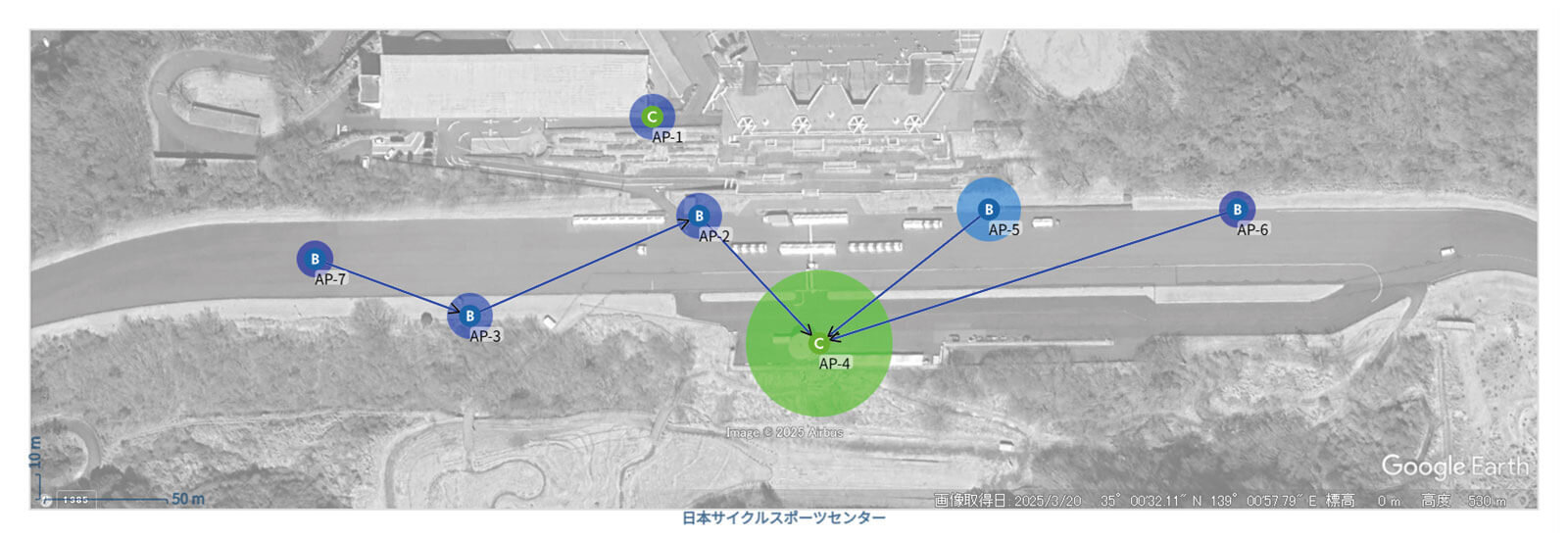 会場全体のメッシュネットワーク構成図